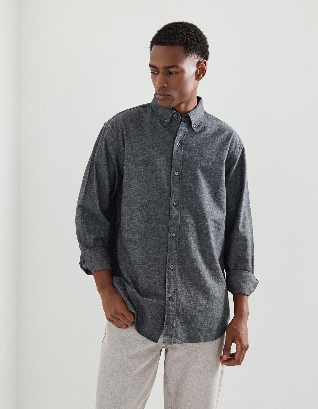Camisa Flanela, Homem, Cinzento Escuro