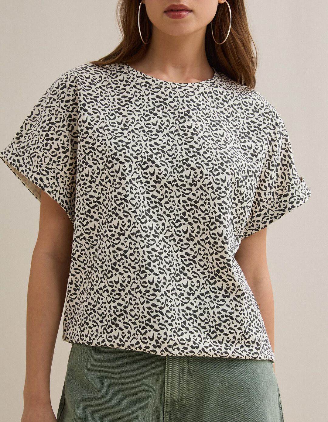 T-shirt Animal Print, Mulher, Preto