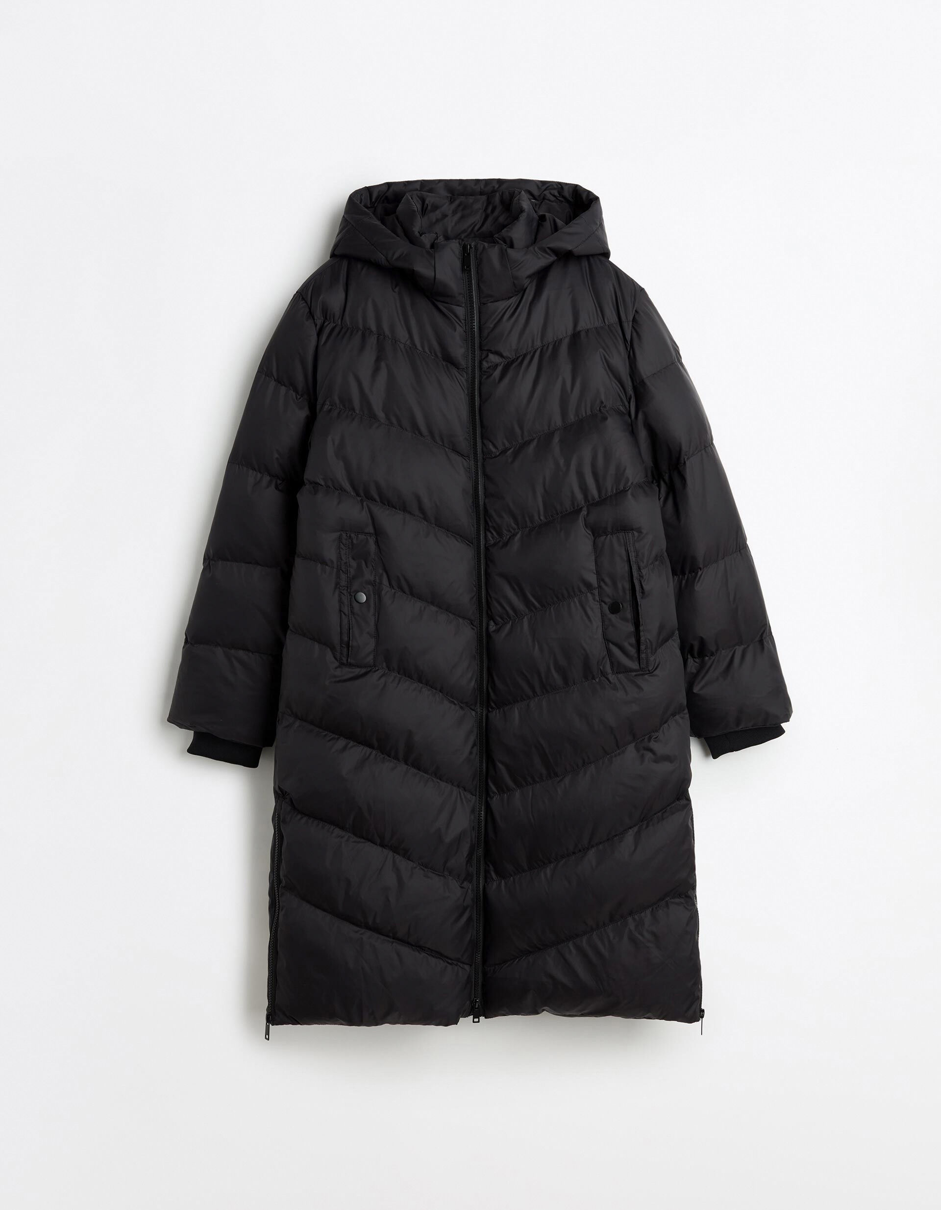 Comprar Online Casaco Acolchoado Comprido, Mulher, Preto