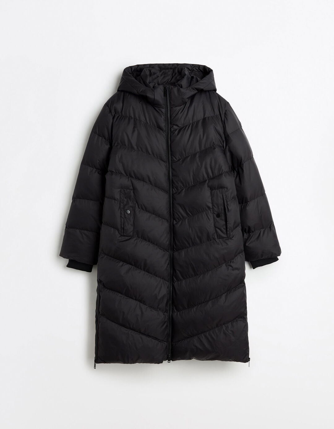 Casaco Acolchoado Comprido, Mulher, Preto
