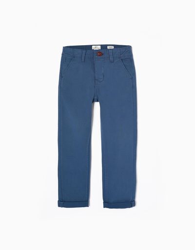 Dobby Trousers for Boys 'B&S', Blue