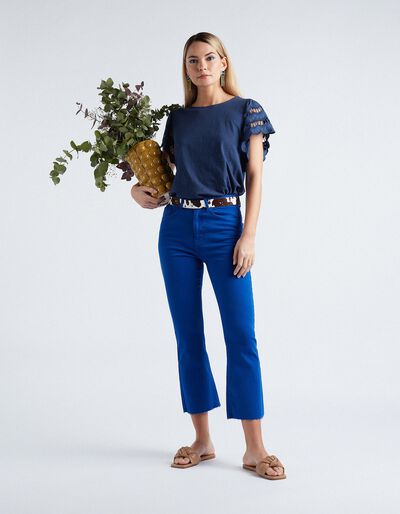 Bootcut Crop Jeans, Women, Dark Blue