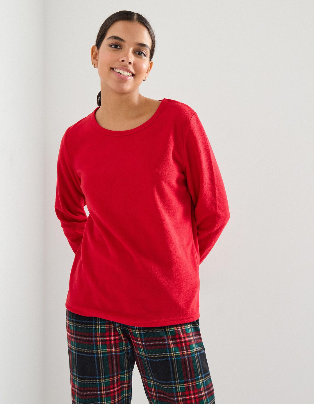 Pijama Polar Natal, Mulher, Vermelho Escuro