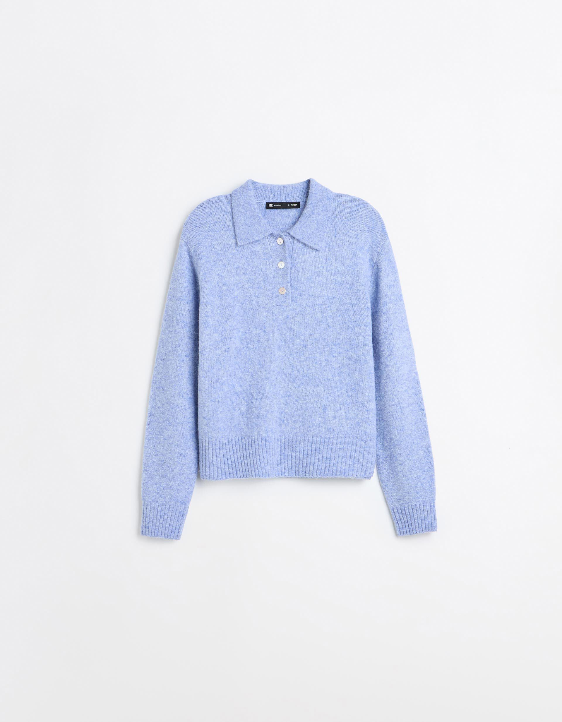 Comprar Online Polo Em Mistura De L&atilde; E Alpaca, Mulher, Azul Claro