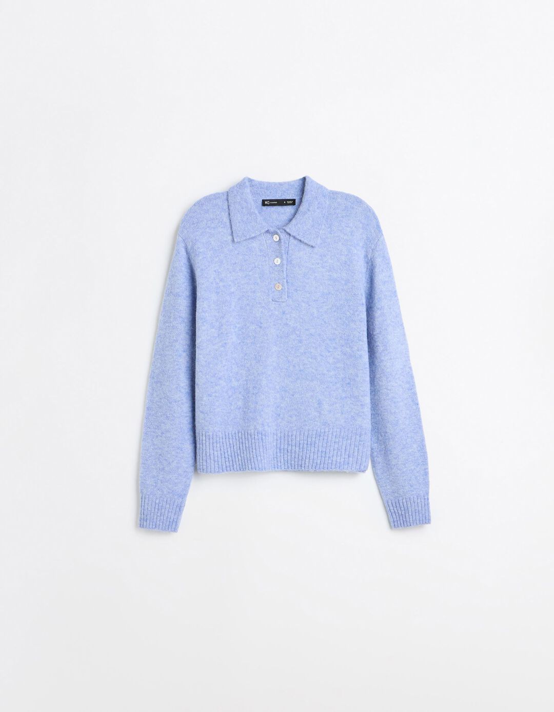 Polo Em Mistura De L&atilde; E Alpaca, Mulher, Azul Claro