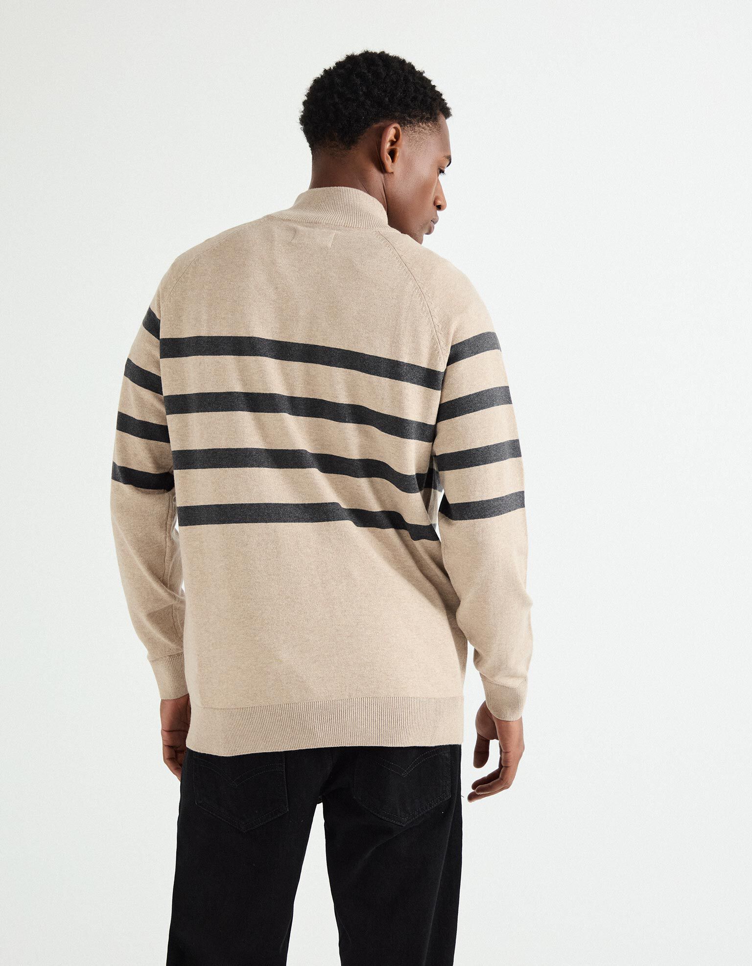 Comprar Online Camisola de Malha Fecho de Correr, Homem, Bege Claro 