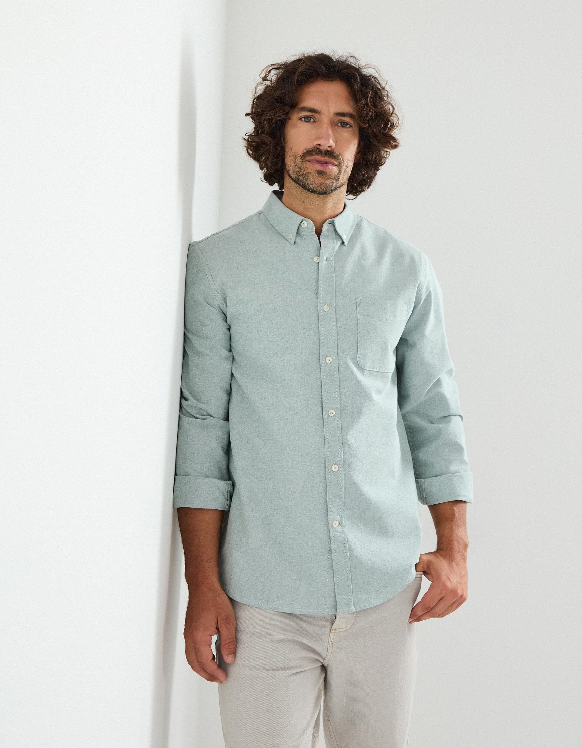 Comprar Online Camisa de Manga Comprida Oxford, Homem, Verde