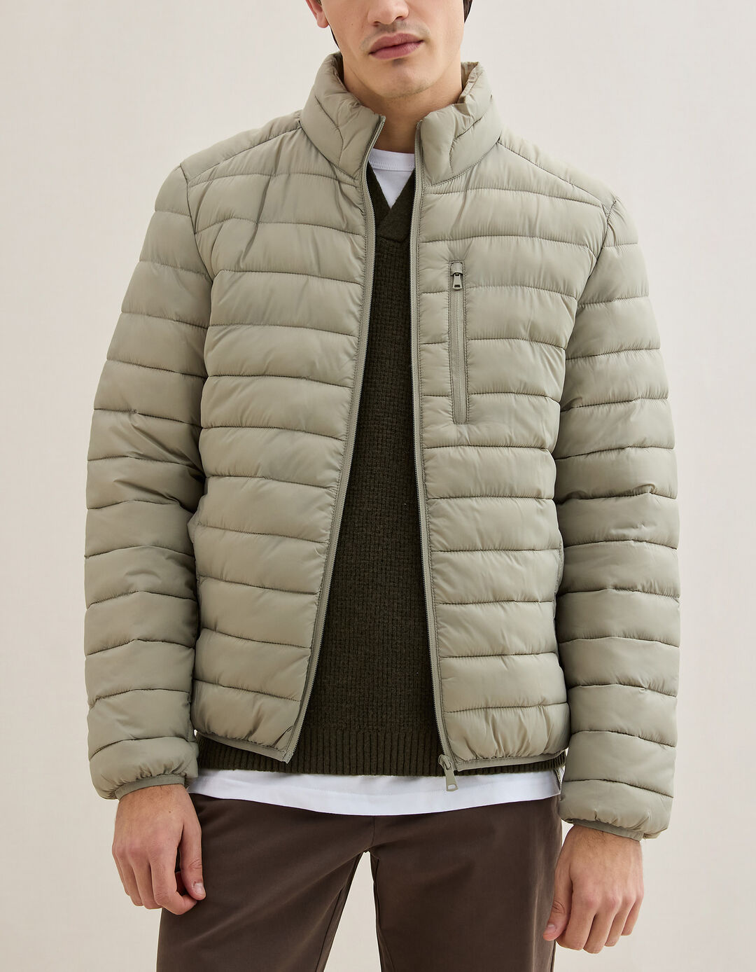 Casaco Acolchoado, Homem, Bege Escuro