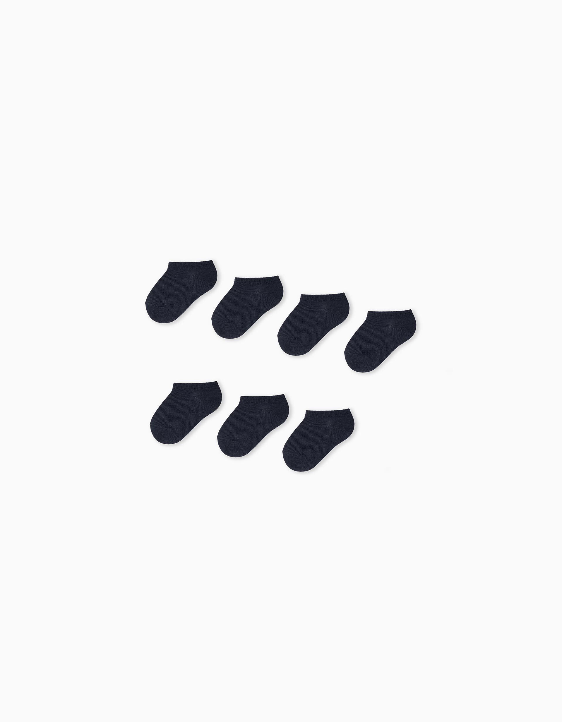 Comprar Online Pack 7 Pares de Meias Tornozelo, Beb&eacute;, Azul Escuro