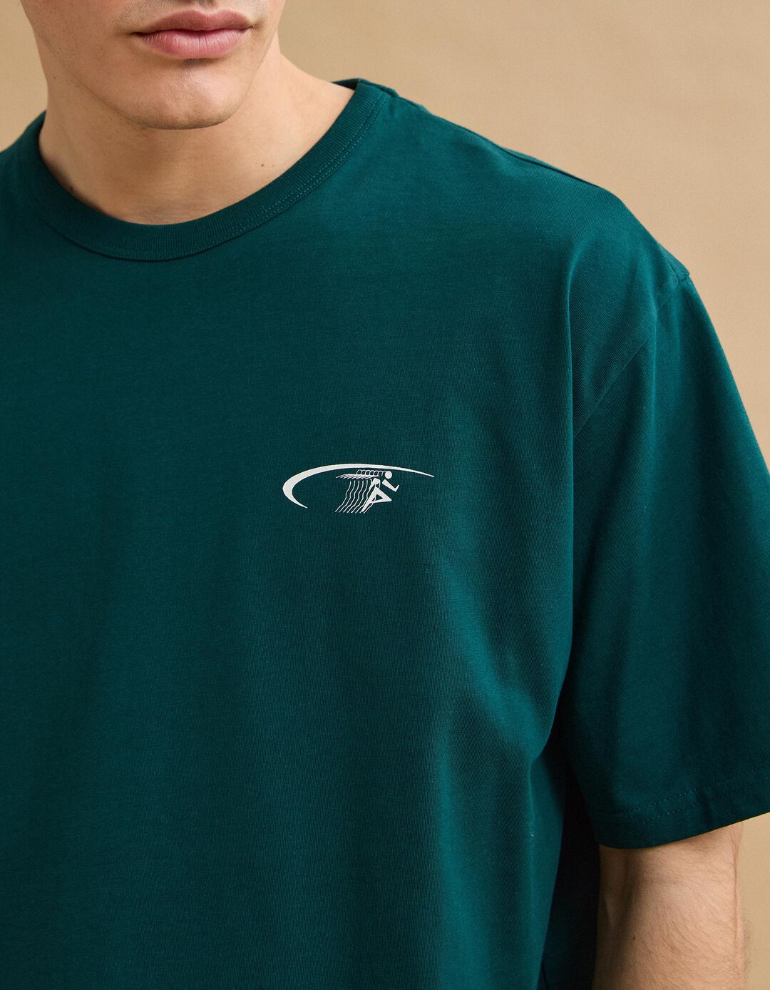 T-shirt Heavy Jersey Estampada, Homem, Verde Escuro