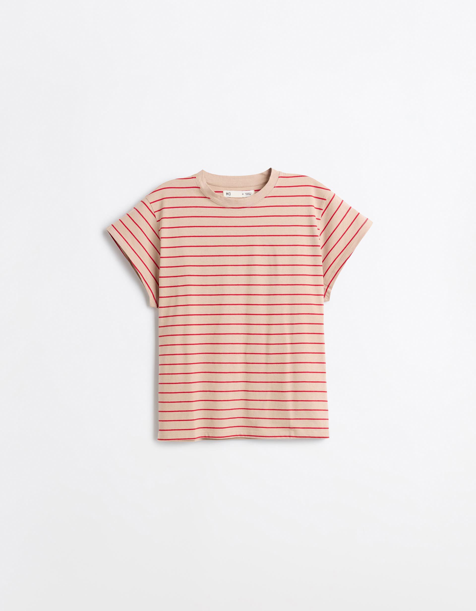 Comprar Online T-shirt &agrave;s Riscas, Mulher, Bege