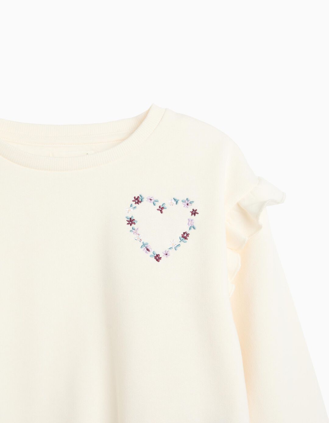 Sweatshirt Com Bordado, Menina, Branco