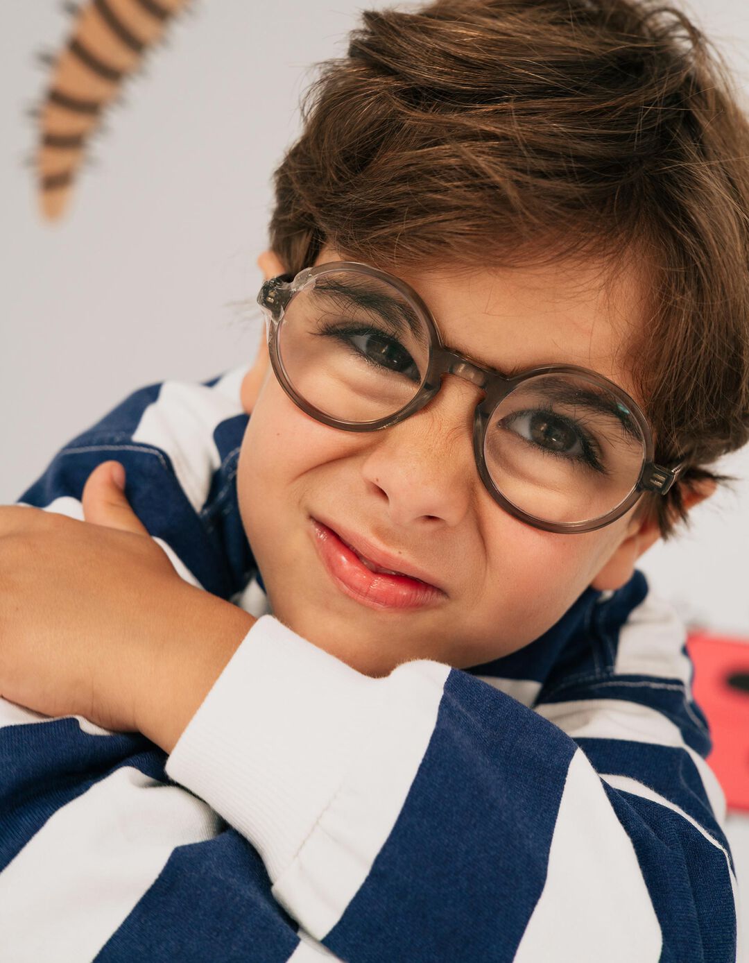 Sweatshirt De Felpa &Agrave;s Riscas, Menino, Azul Escuro