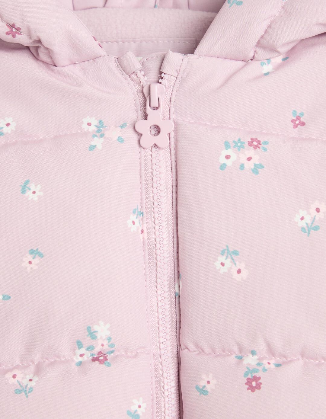 Casaco Acolchoado &Agrave;s Flores, Menina, Rosa Claro