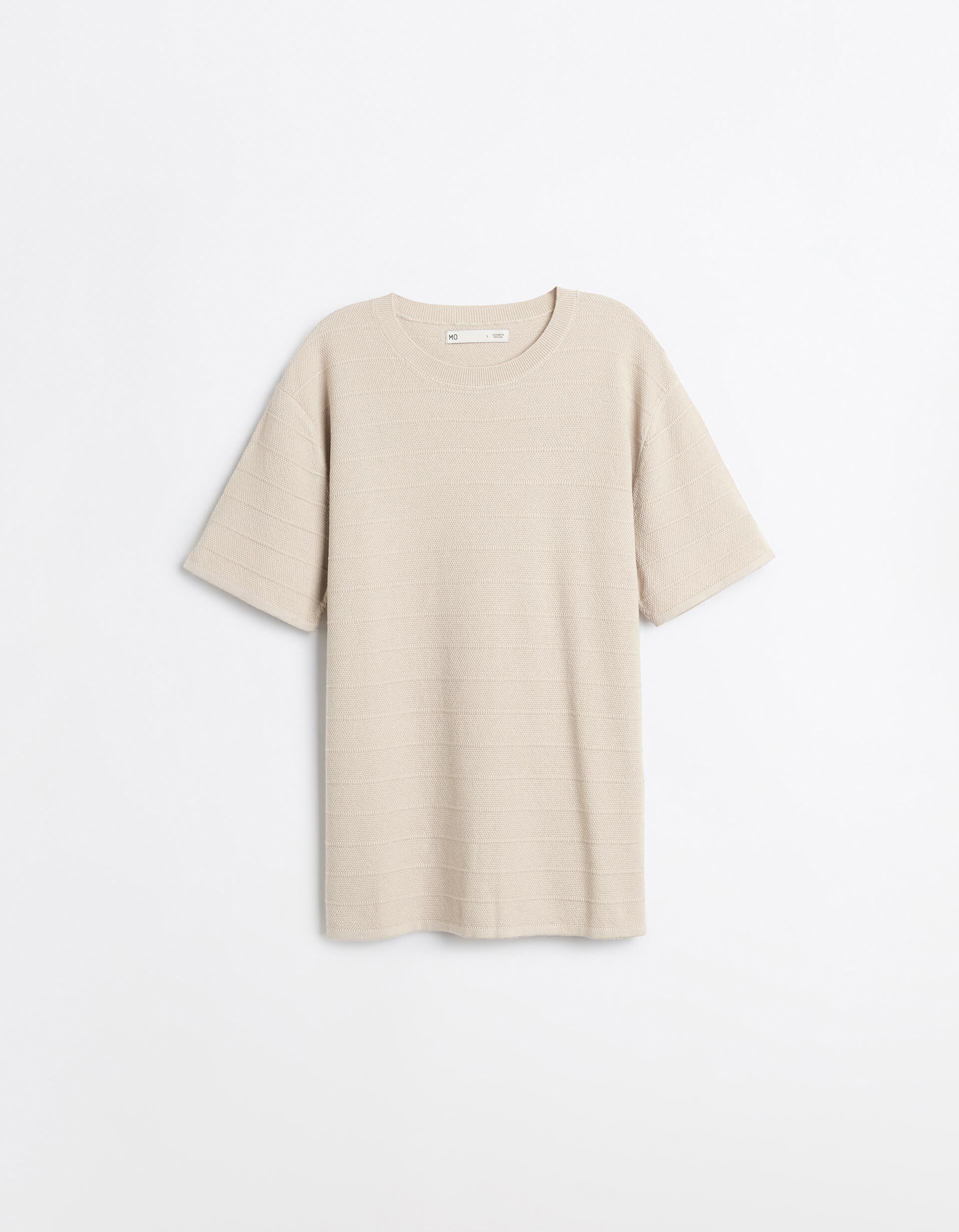 Comprar Online T-shirt Em Malha Tricotada, Homem, Bege