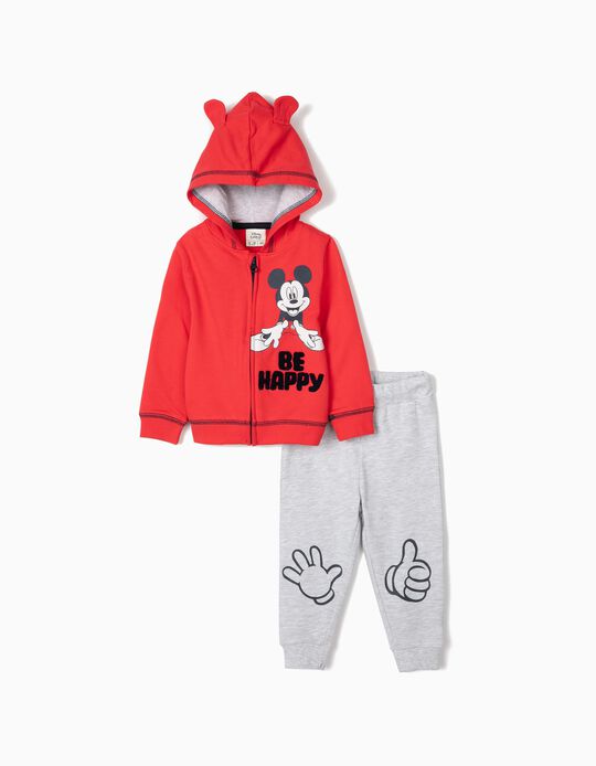 Fato de Treino para Beb&eacute; Menino 'Mickey Be Happy', Vermelho/Cinza
