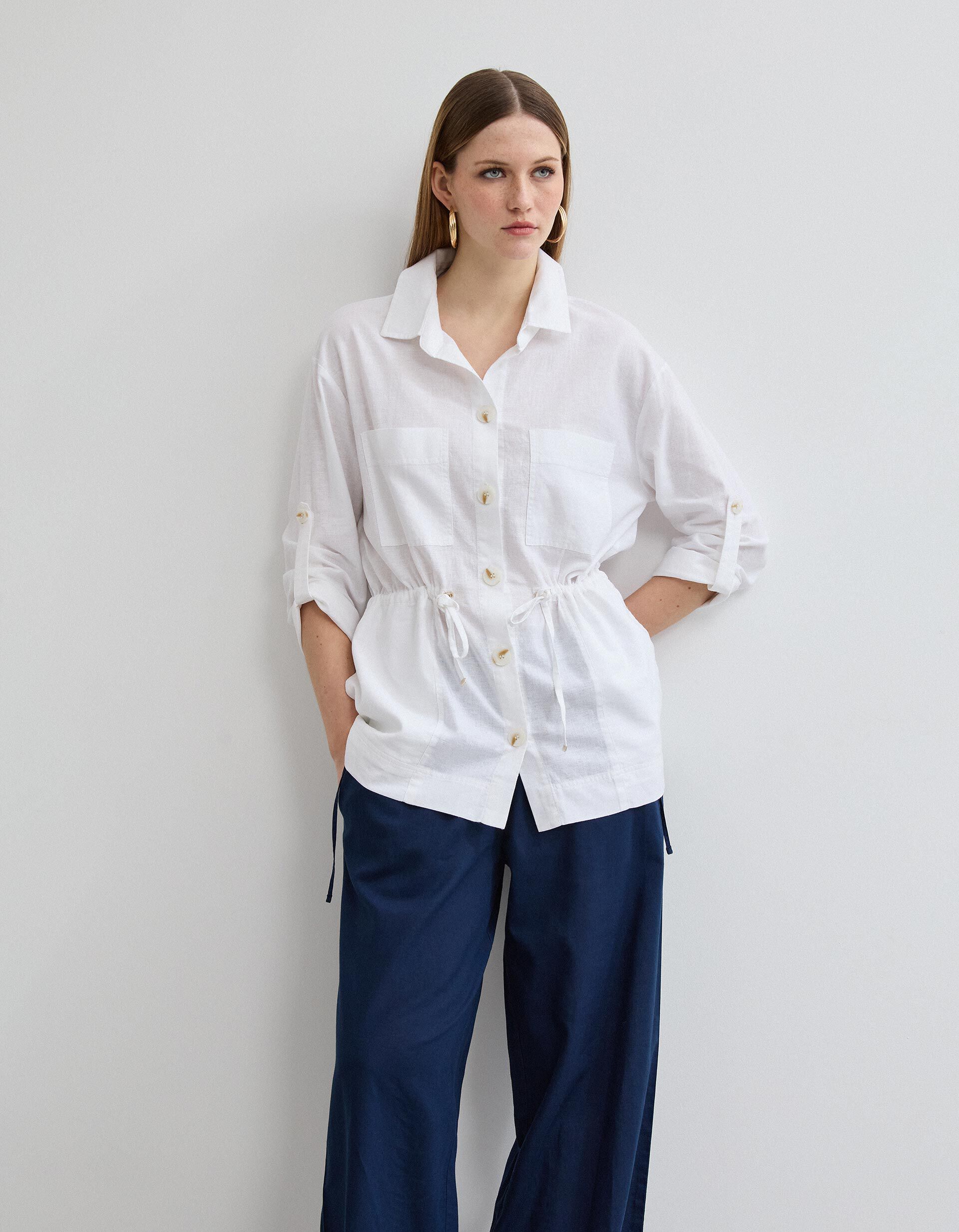 Comprar Online Sobrecamisa com Linho, Mulher, Branco