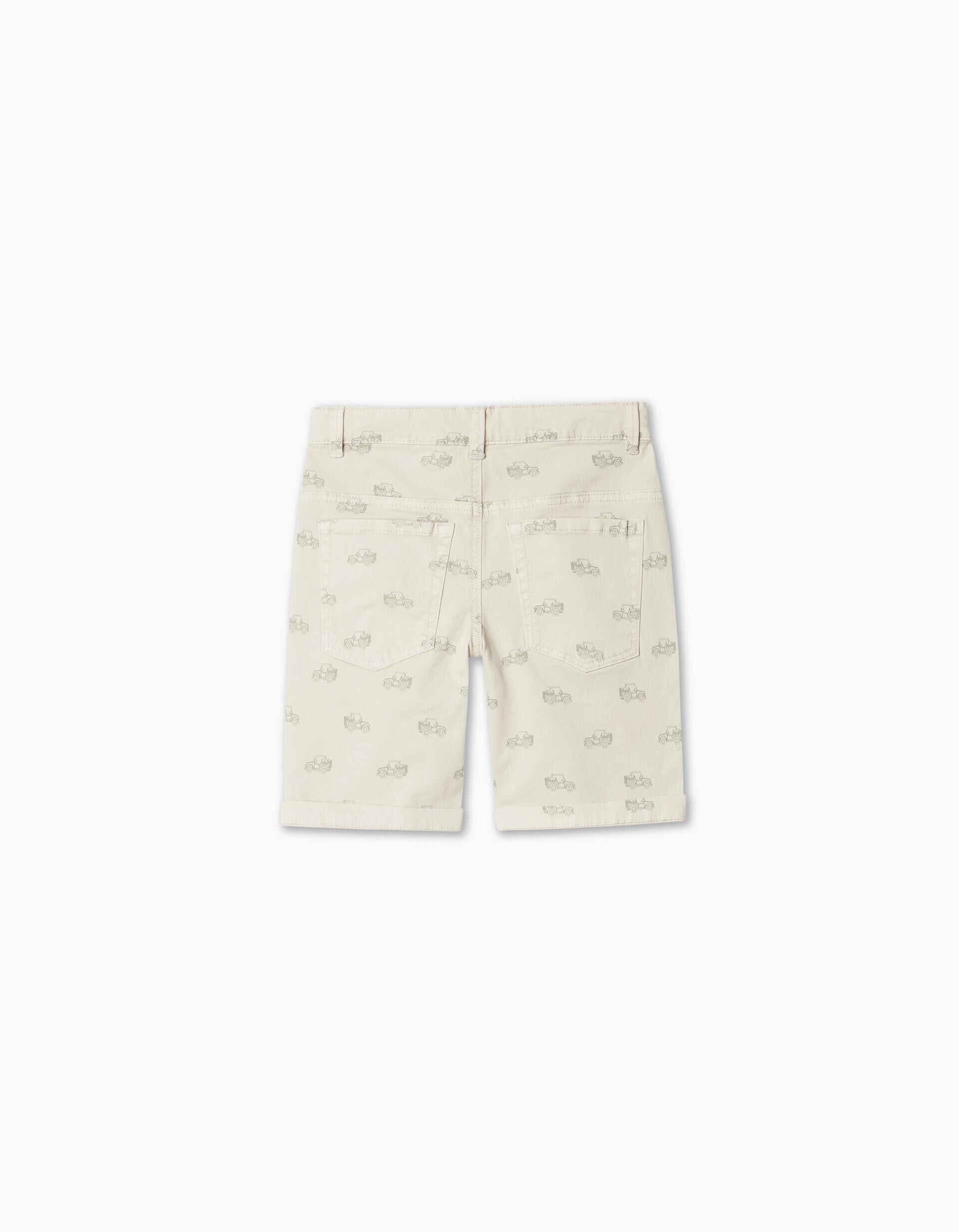 Comprar Online Printed Twill Shorts, Boy, Light Gray