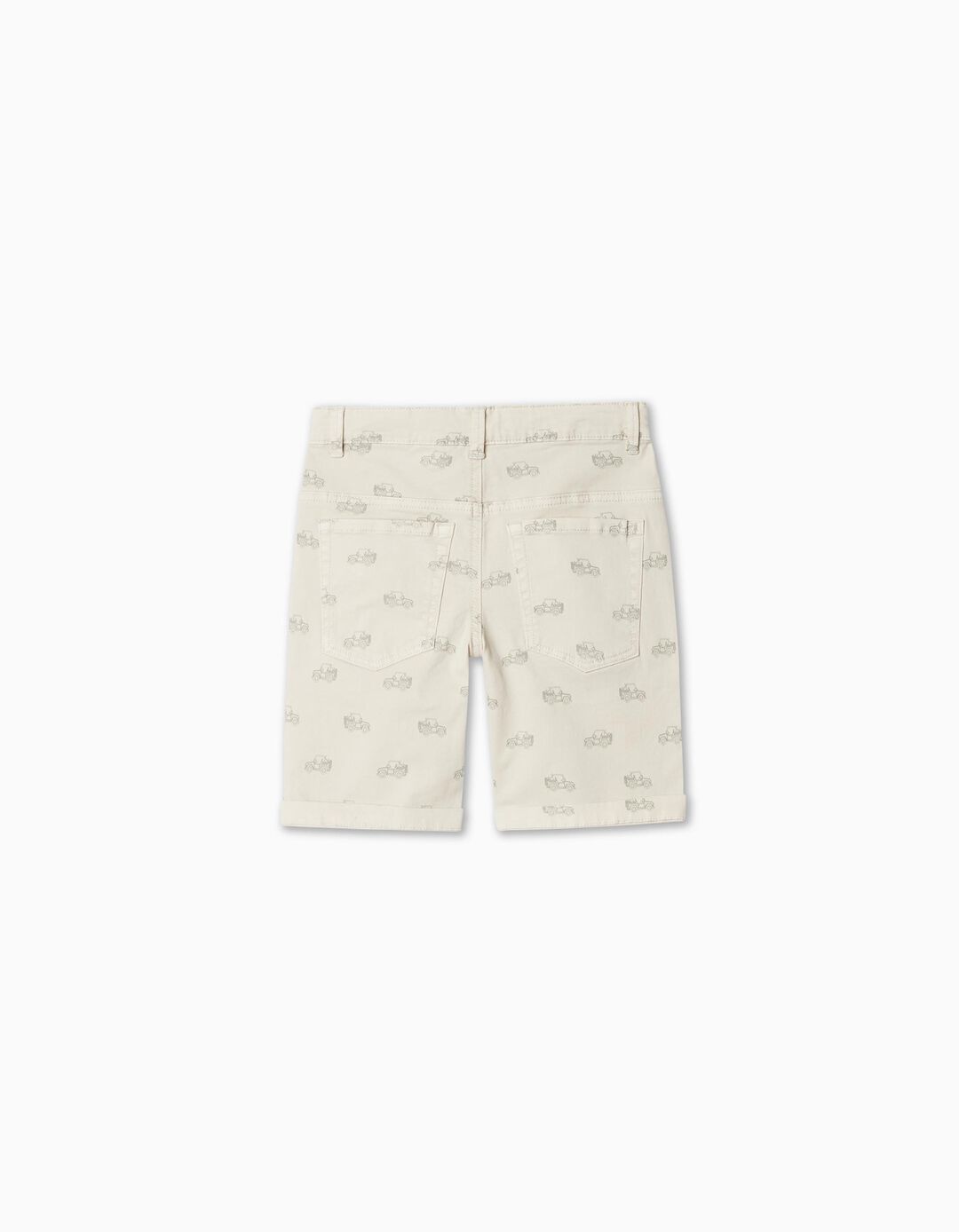Printed Twill Shorts, Boy, Light Gray