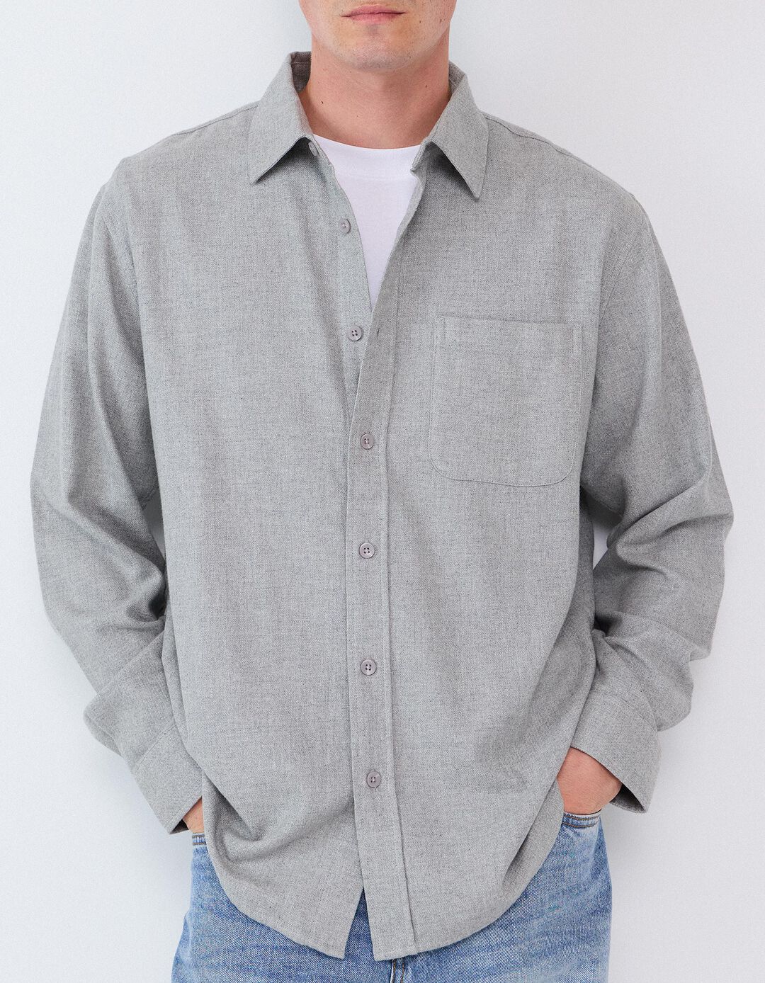 Camisa De Flanela, Homem, Cinzento