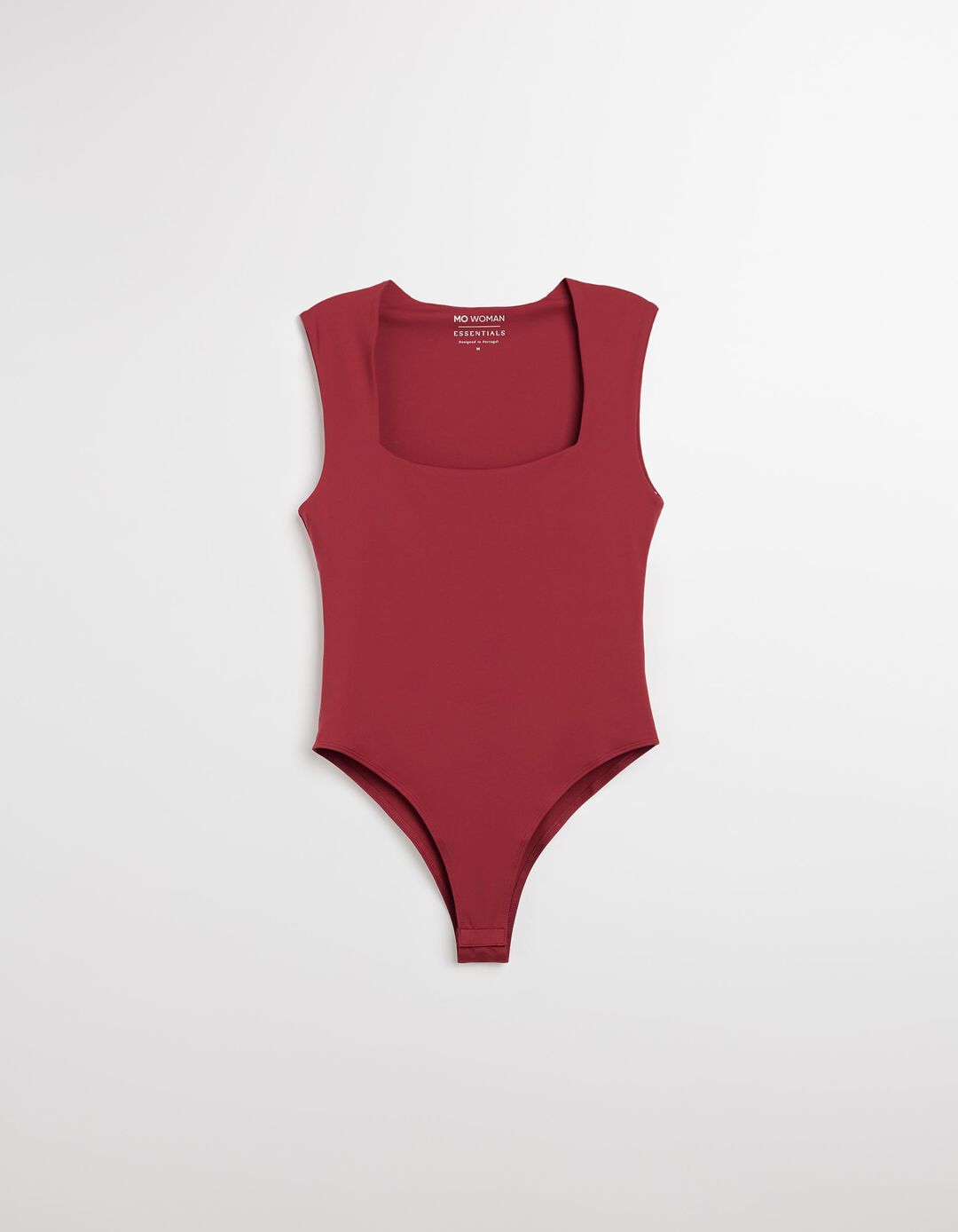 Body com Decote Quadrado, Mulher, Vermelho Escuro