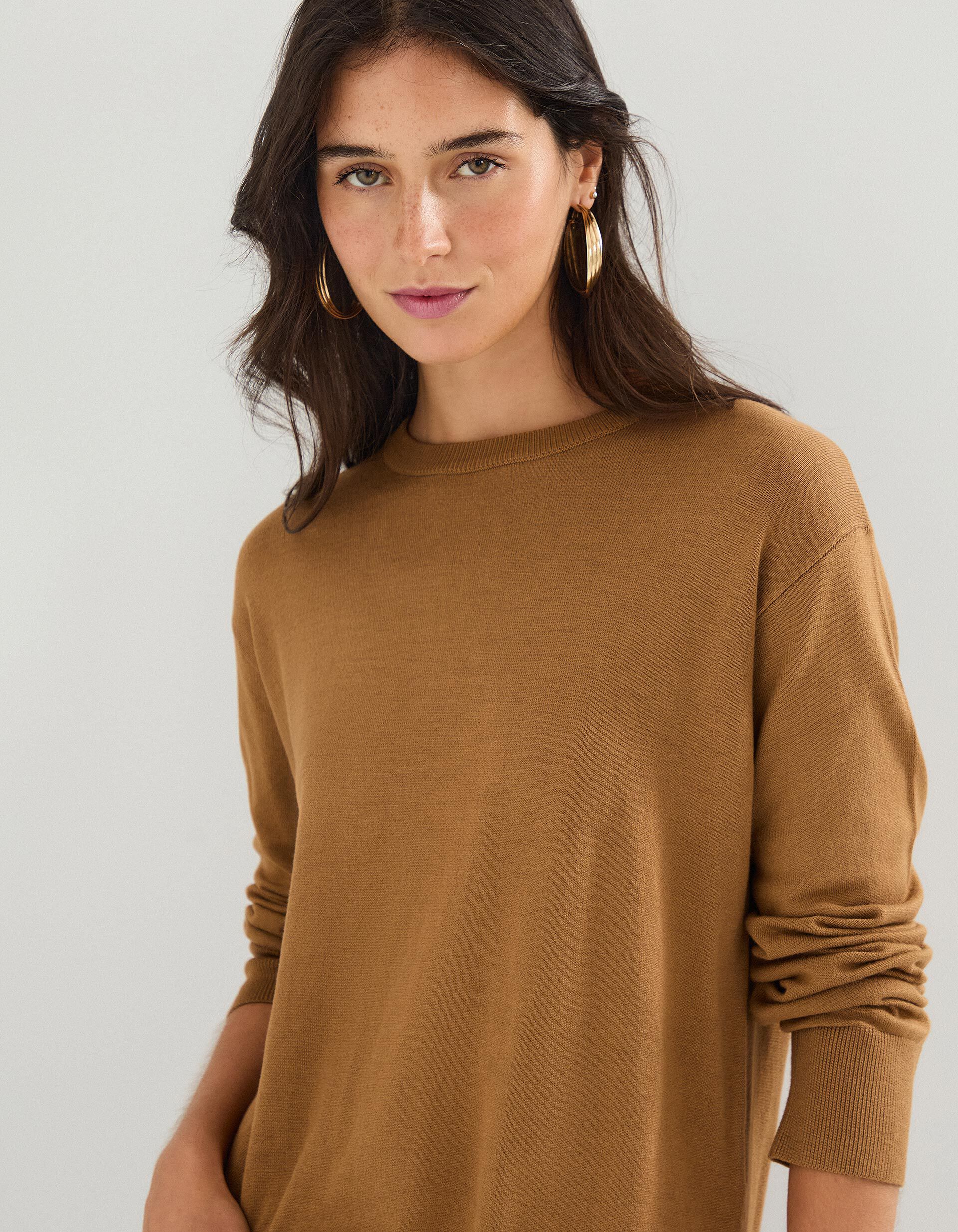 Comprar Online Camisola de Malha, Mulher, Castanho Claro