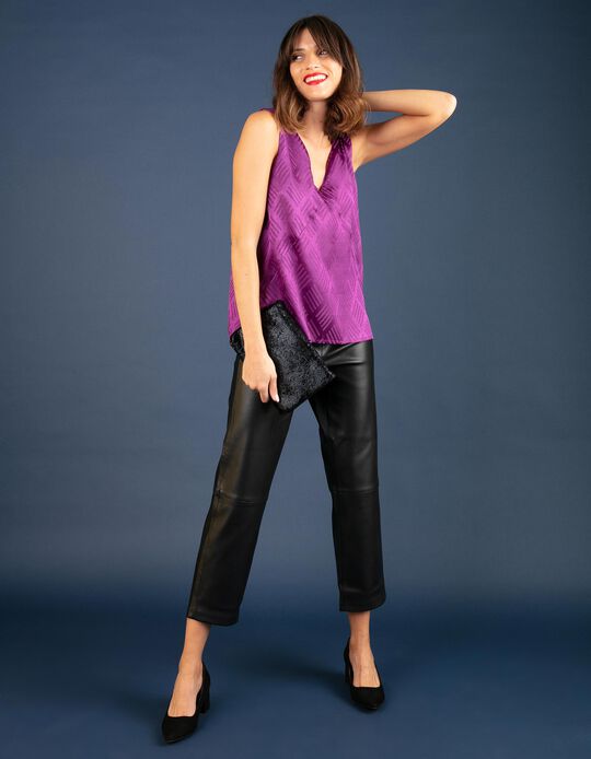 Top de al&ccedil;as acetinado