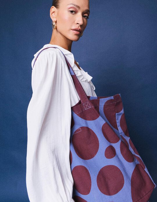 Comprar Online Tote Bag &Agrave;s Bolinhas, Mulher, Azul