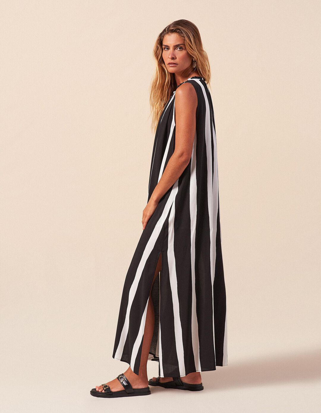 Vestido Riscas, Mulher, Preto