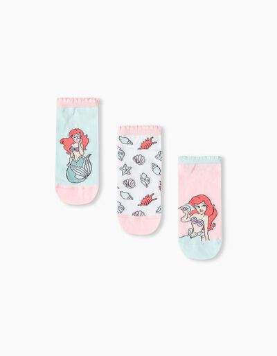 3 Pairs of 'Disney' Ankle Socks Pack, Girls, Multicolour