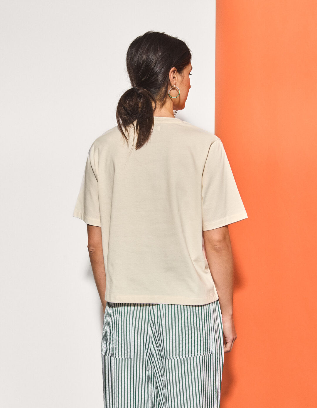 T-shirt Estampada, Mulher, Bege Claro