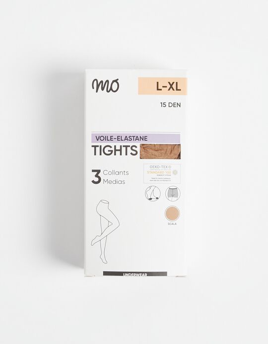 Comprar Online Pack 3 Collants 15 DEN, Mulher, Castanho Claro