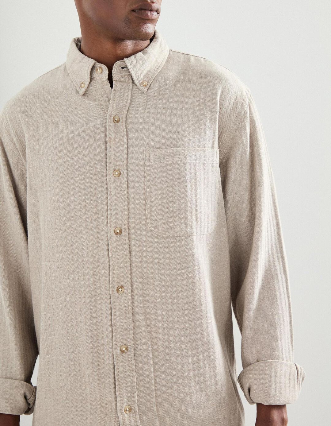Camisa, Homem, Bege 