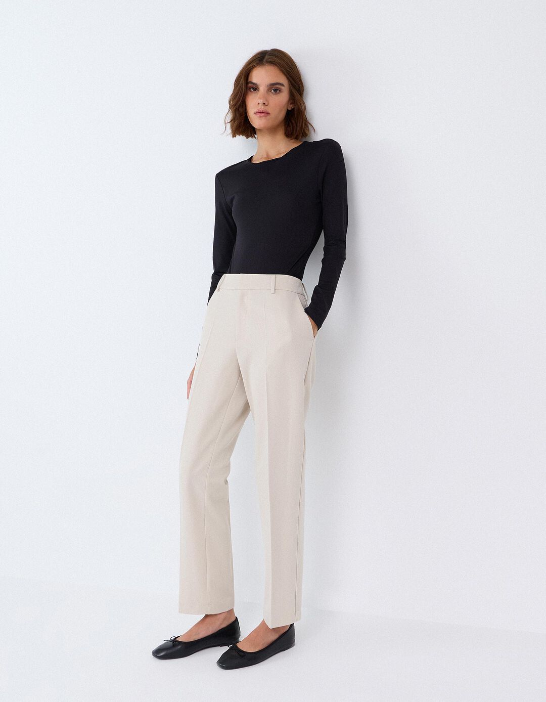 Cal&ccedil;as Tailored, Mulher, Bege