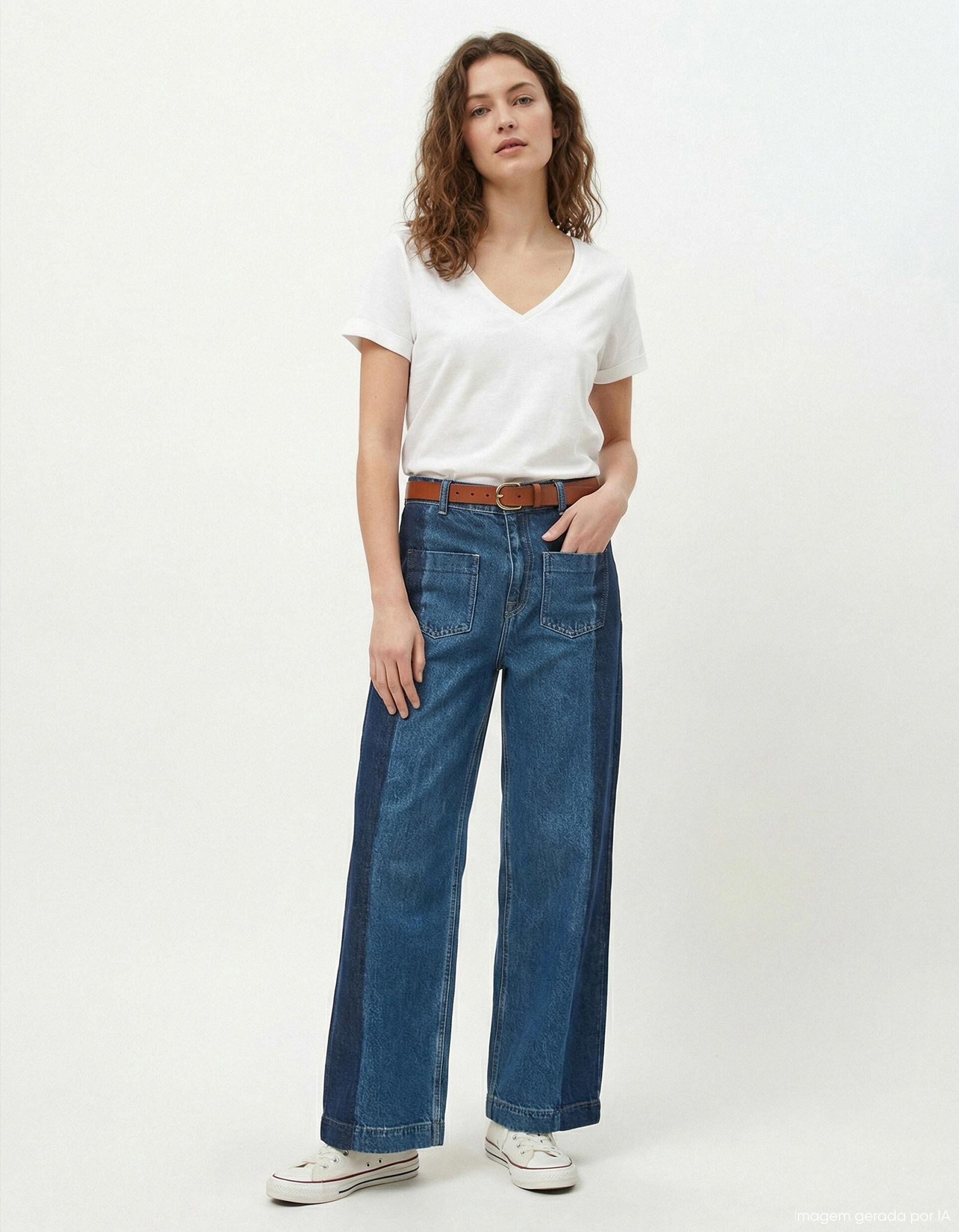 Comprar Online T-shirt Decote em V, Mulher, Branco