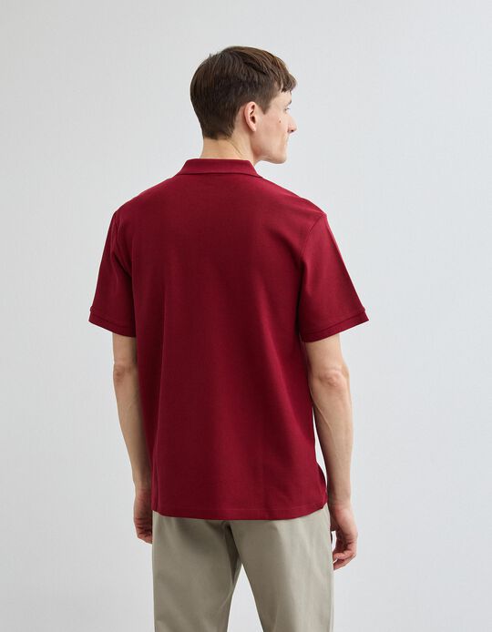 Comprar Online Polo com Fecho, Homem, Vermelho Escuro