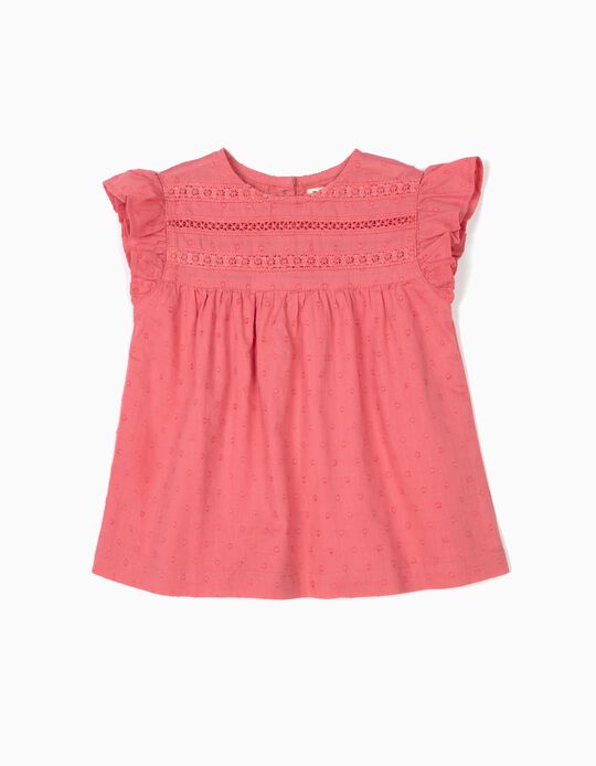 Blusa para Beb&eacute; Menina 'Swiss Dot', Rosa
