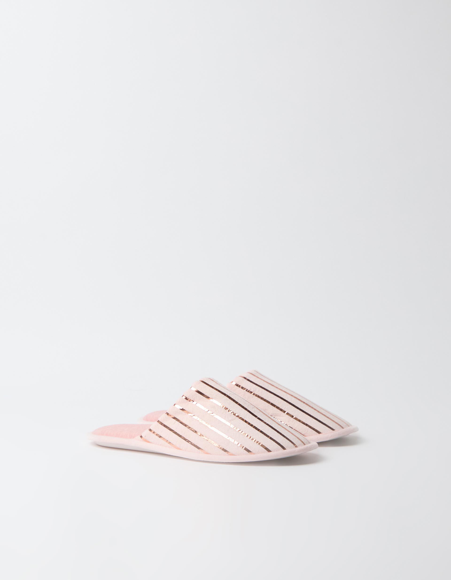 Comprar Online Chinelos De Quarto &Agrave;s Riscas, Mulher, Rosa