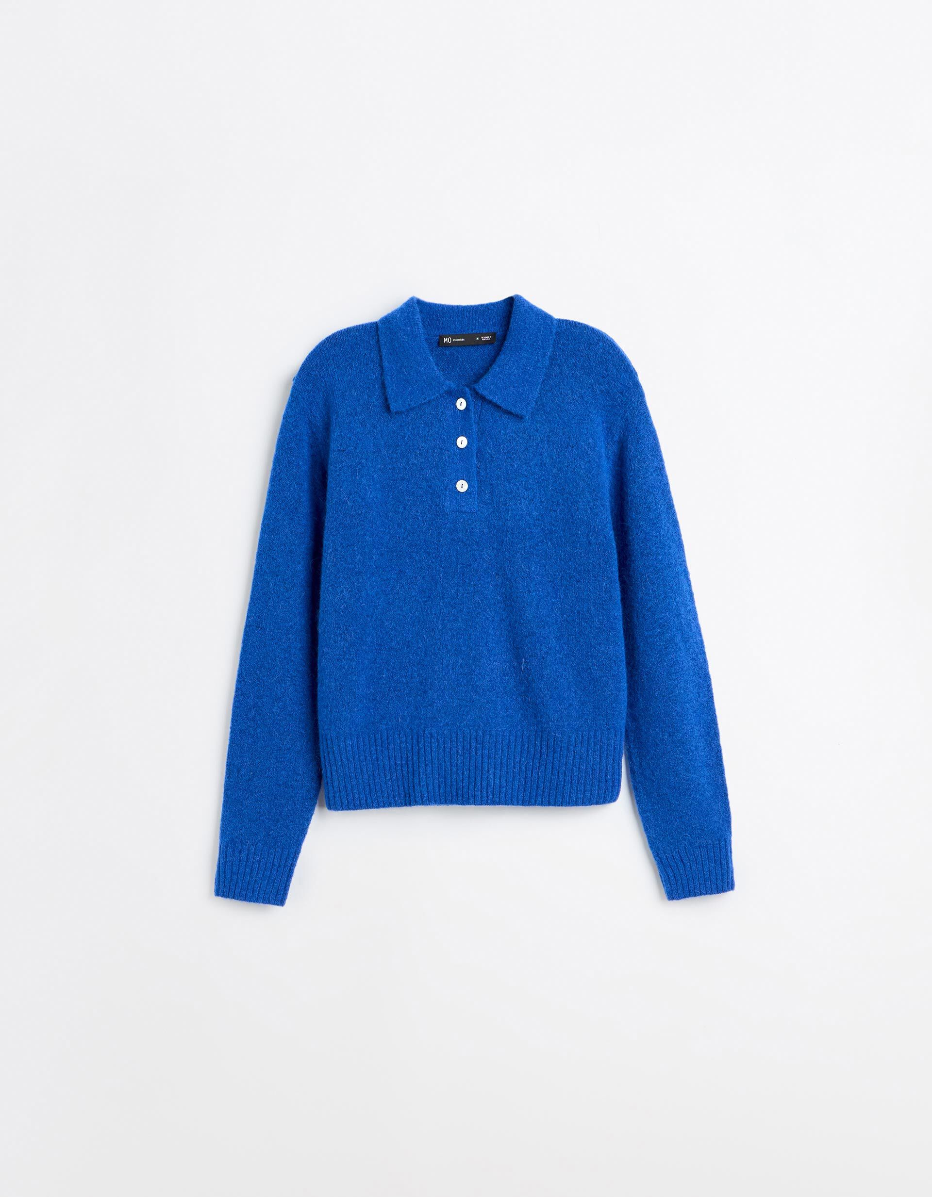 Comprar Online Polo Em Mistura De L&atilde; E Alpaca, Mulher, Azul