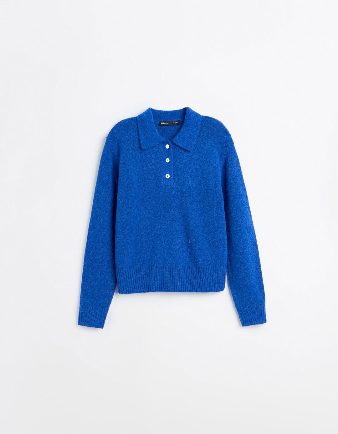 Polo Em Mistura De L&atilde; E Alpaca, Mulher, Azul
