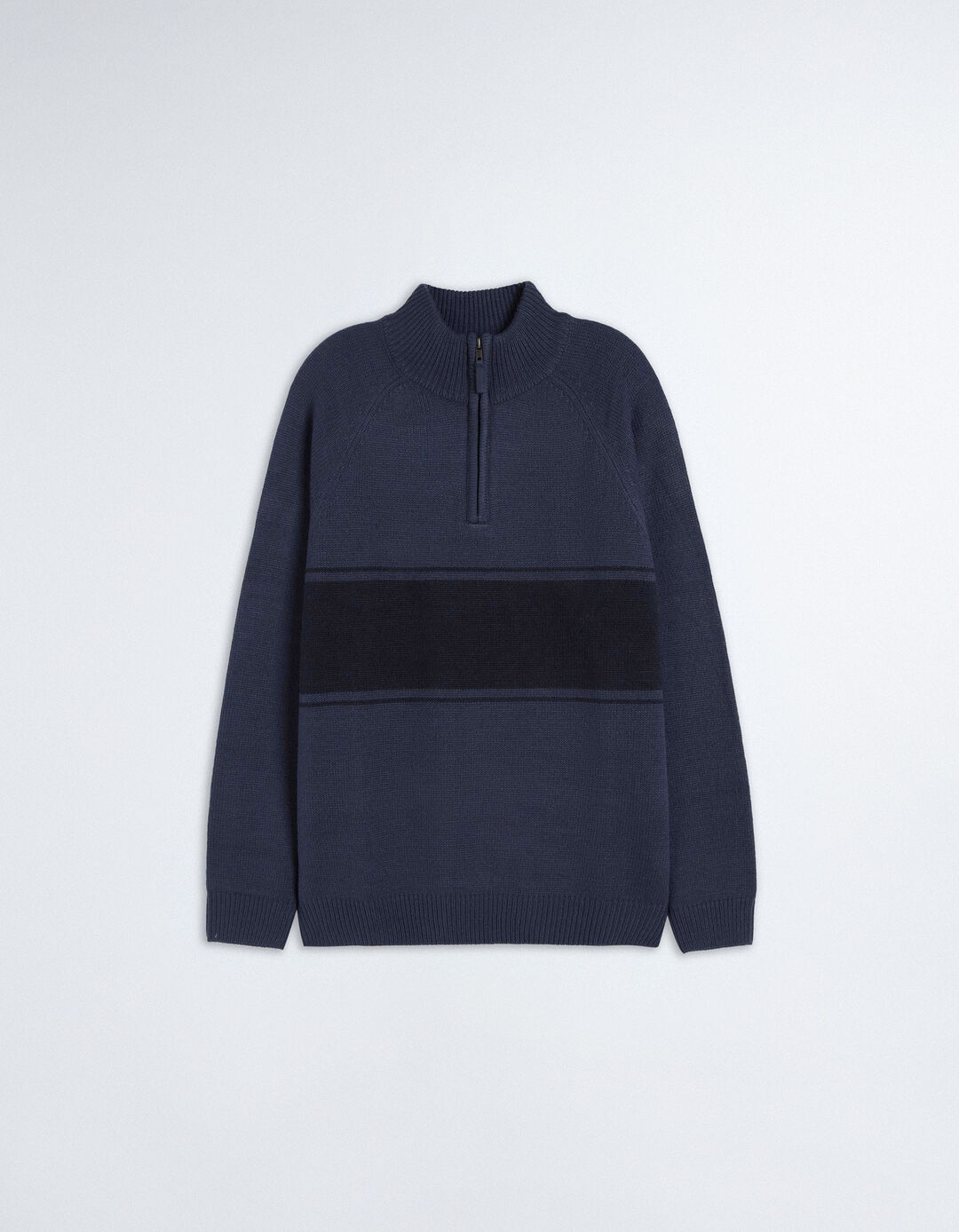 Striped Zip Knit Sweater, Men, Blue