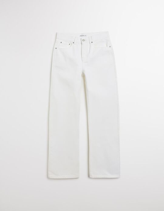 Comprar Online Calças de Ganga Wide Leg, Mulher, Branco