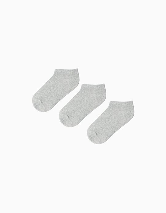 Comprar Online Pack 3 Pares de Meias Tornozelo, Menina, Cinzento Claro
