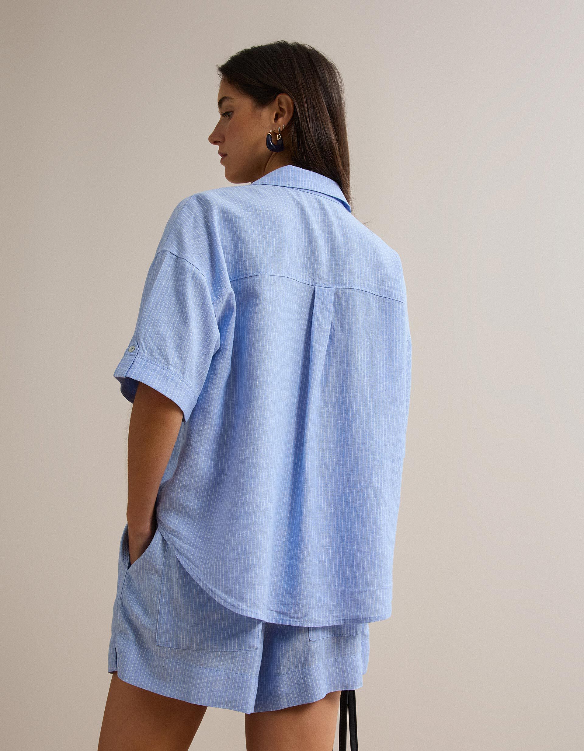 Comprar Online Blusa com Linho, Mulher, Azul