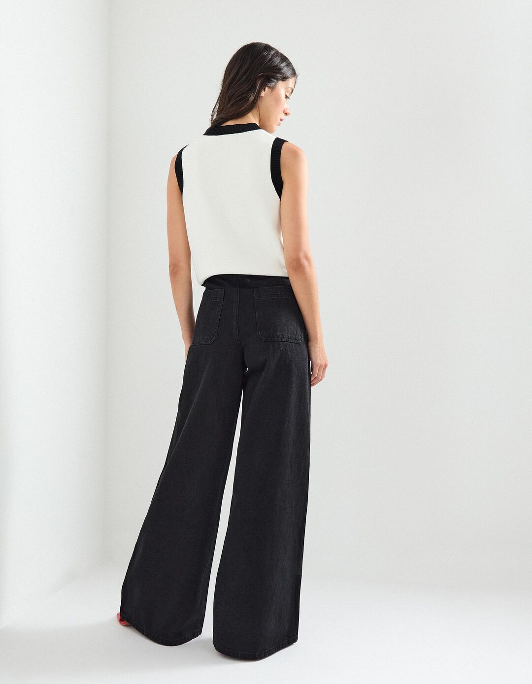 Calças de Ganga Wide Leg, Mulher, Cinzento Escuro