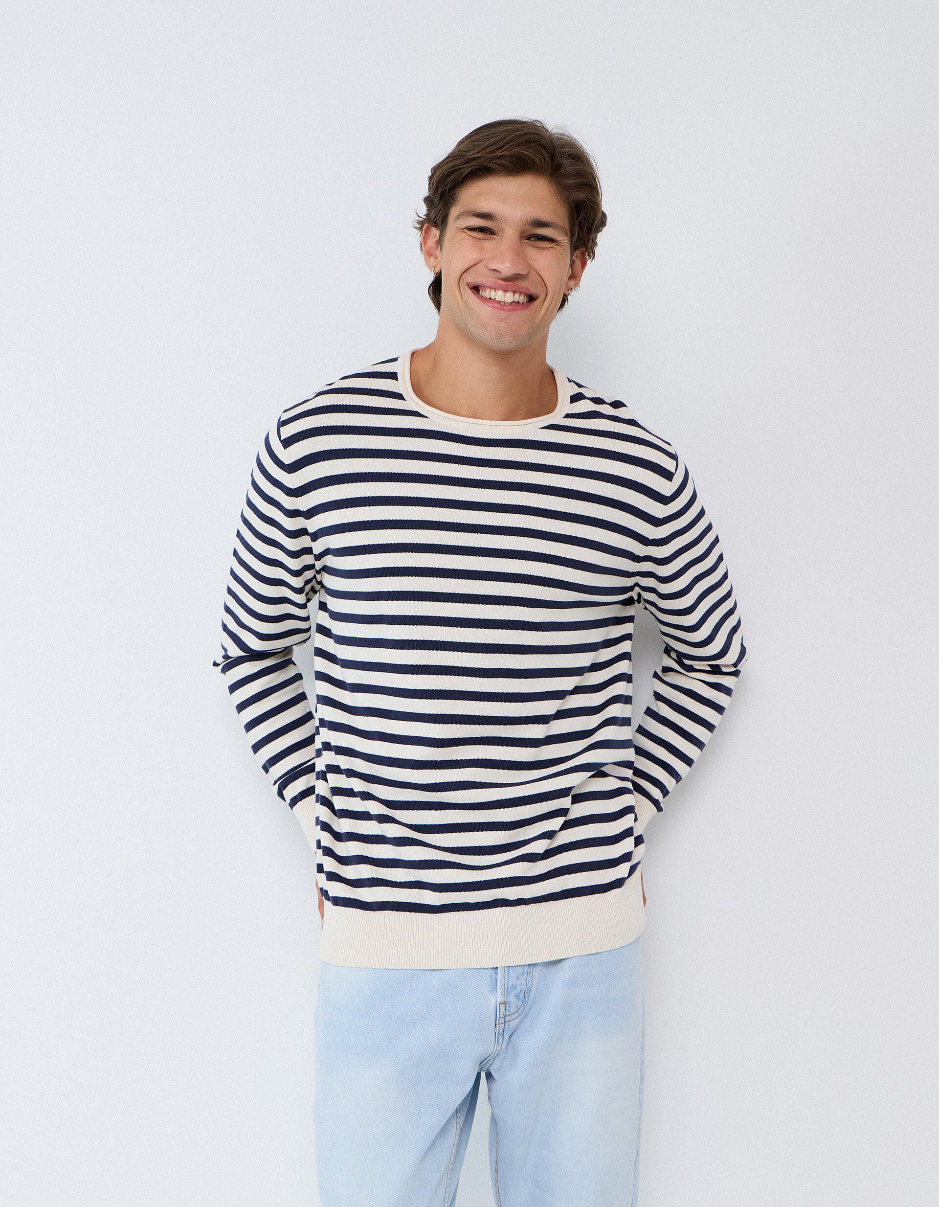 Comprar Online Camisola &Agrave;s Riscas, Homem, Branco