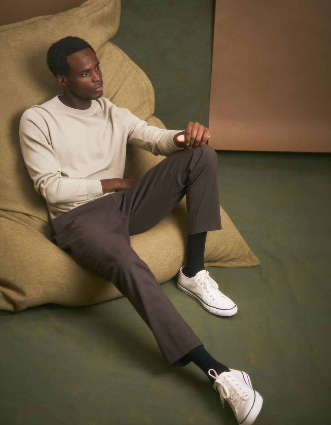 Camisola com Caxemira, Homem, Bege