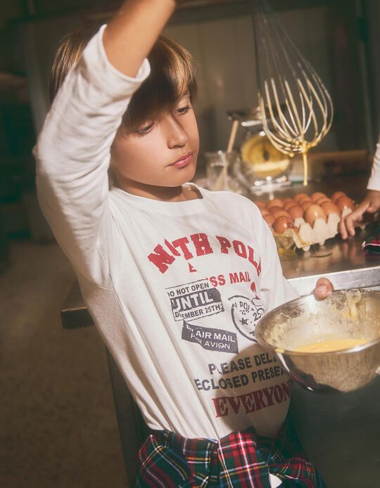 Comprar Online T-shirt de Manga Comprida de Natal, Menino, Bege 