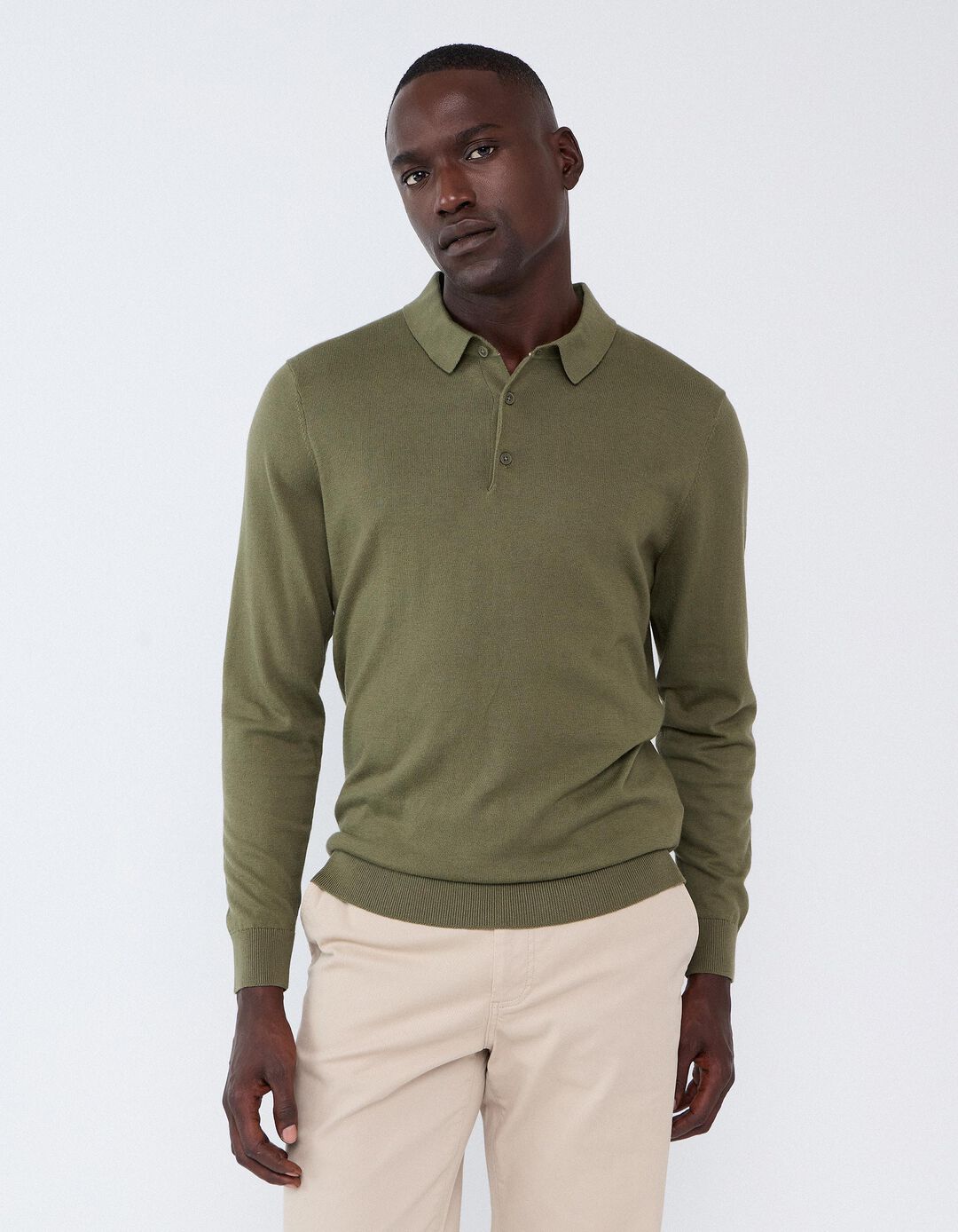 Polo De Malha Com Caxemira, Homem, Verde