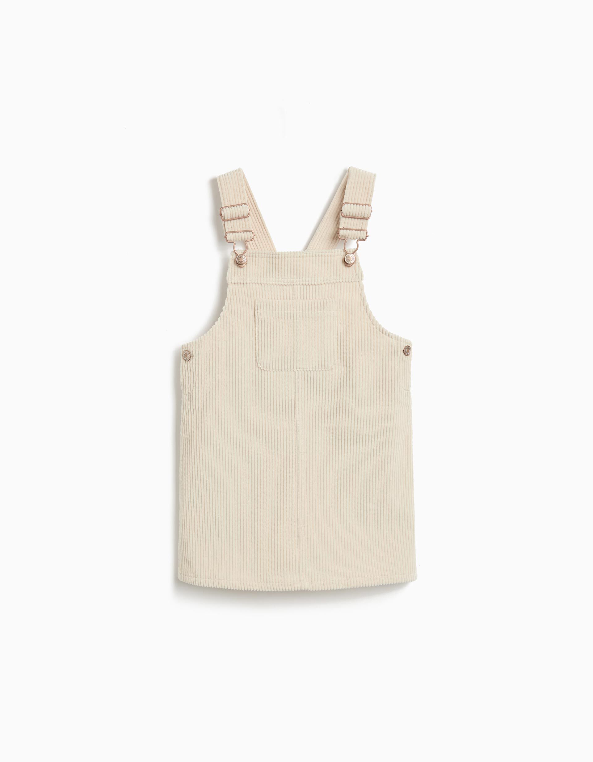 Comprar Online Jardineira de Bombazine, Menina, Bege Claro 